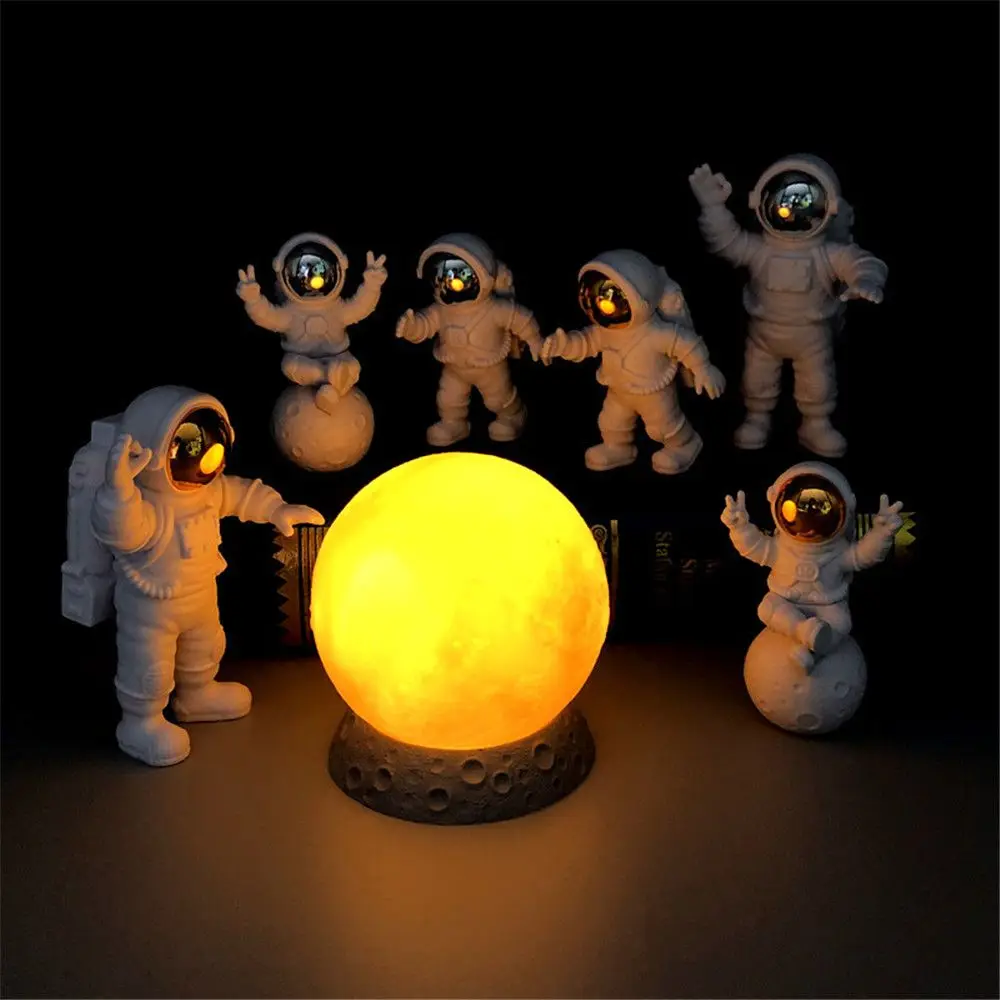 

Home Decor Space Birthday Space Cake Figurines Spaceman Astronaut Ornaments Cosmonaut Statues With Moon Sculpture