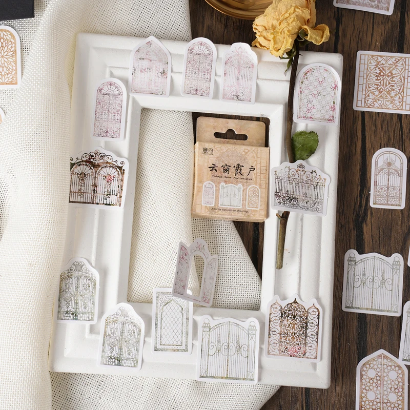 46 шт. мини-коробка упакованные наклейки ретро романтические цветочные окна