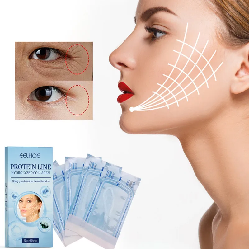 

60Pcs Protein Lifting Lines Moisturize Anti-Wrinkle V-face Lifting Firming Laxity Facial Contours Dilute Fine Lines Skin Care
