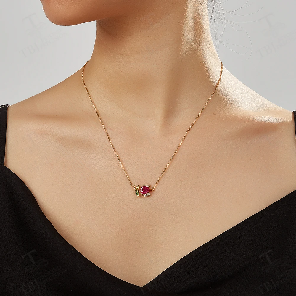 Женское ожерелье из серебра 925 пробы с натуральным Рубином