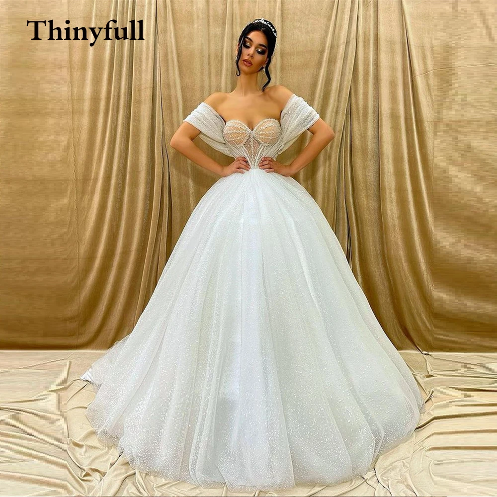 

2022 A Line Long Shiny Glitter Wedding Dresses Sleeveless Sweetheart Princess Bridal Bride Gowns Vestido De Noiva Dress