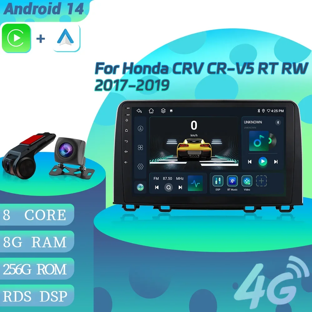 Для Honda CRV CR-V5 RT RW 2017-2019 Android 14 Автомобильный радиоприемник Мультимедиа 4G