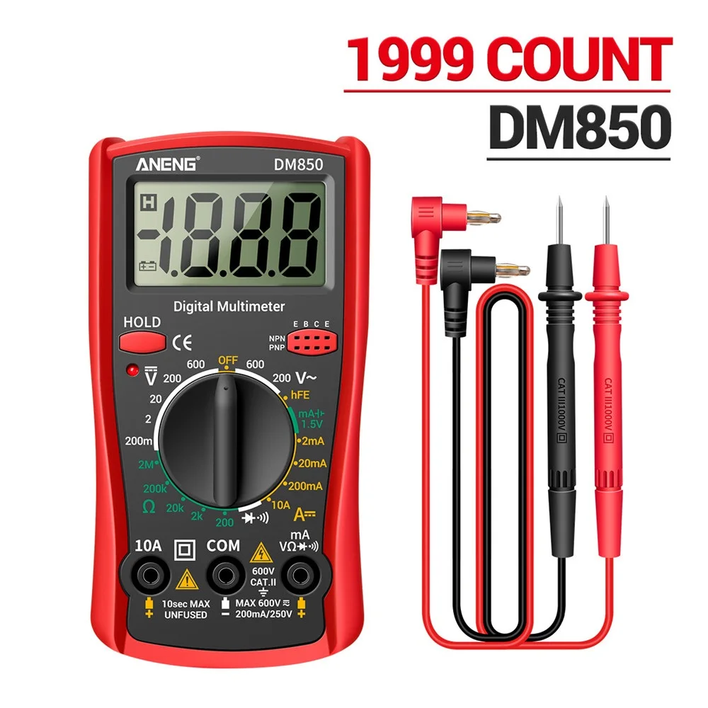 

ANENG Digital Multimeter 1999 Counts Portable Multimeter Tester Auto AC/DC Votage Tester Ohm Current Ammeter Detector Tool
