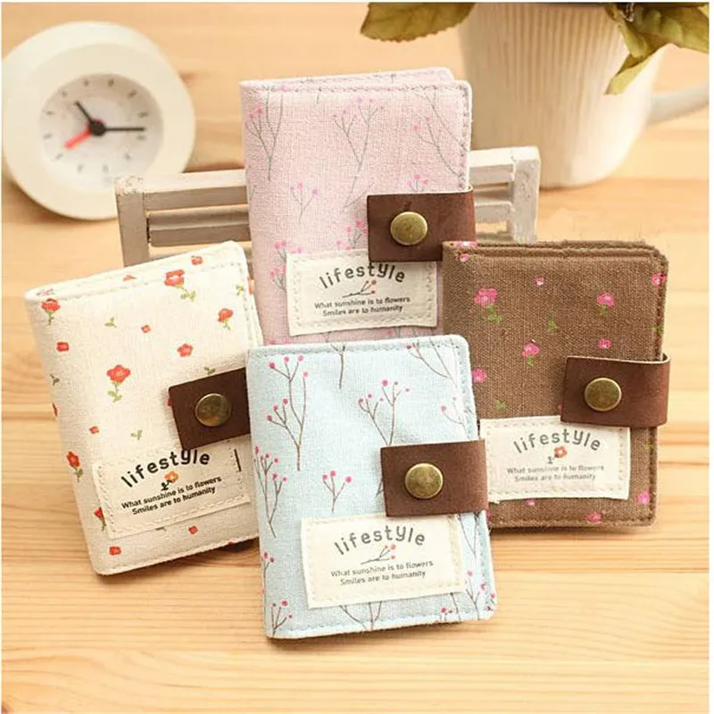 

1pc Women Floral Credit Card Holder ID Business Bank Card Ladies Mini Wallet Hasp Cash Holder Canvas Credit Card Holder Bag