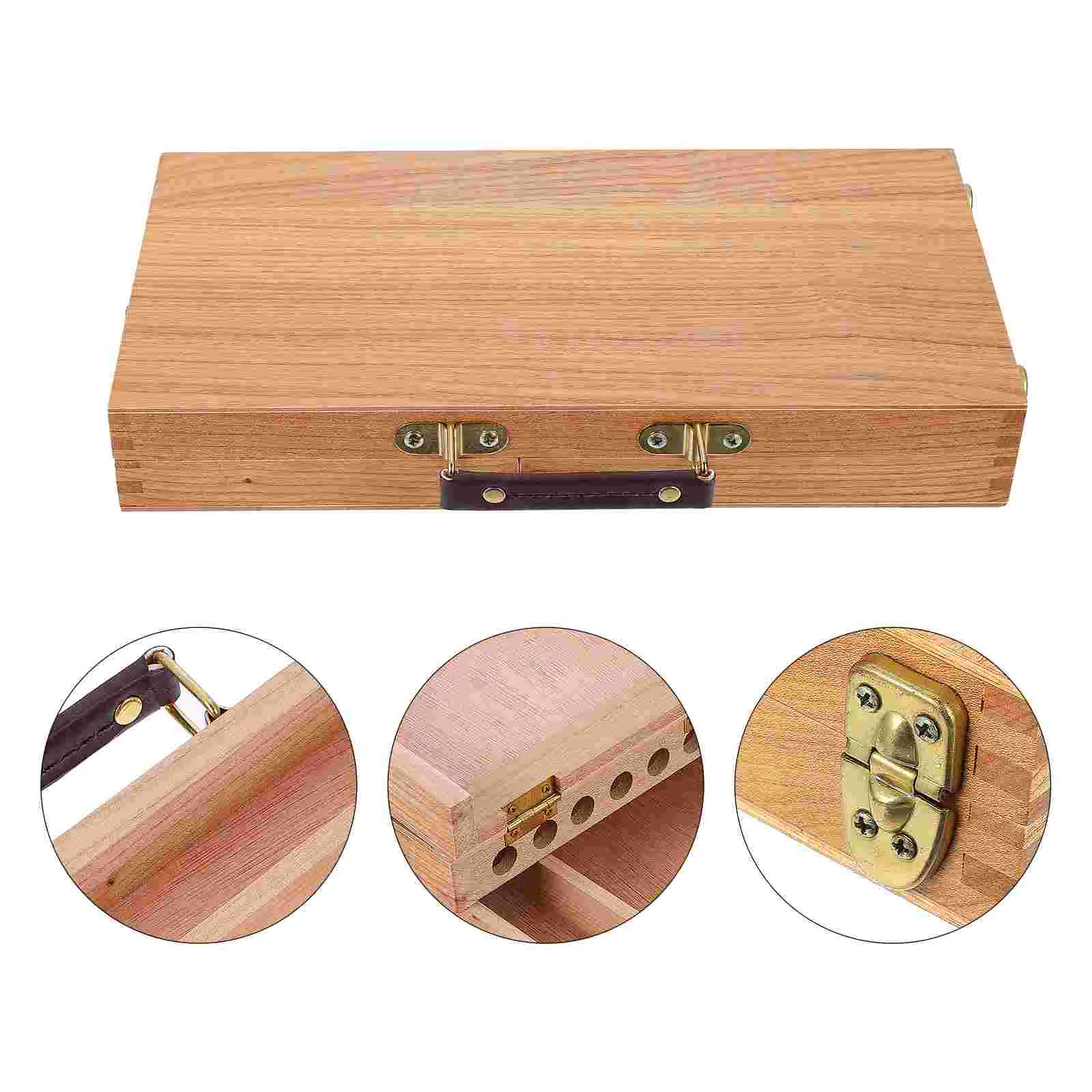 

1pc Painting Wooden Handle Delicate Sketch Box Drawing Box Pen Holder Case for Office School Home