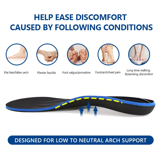 3ANGNI Arch/Heel Pain Relief Orthotic Insoles Foot Valgus Flat Feet Shoes Insert Shock-Absorption Comfort All Day for Woman Men 2