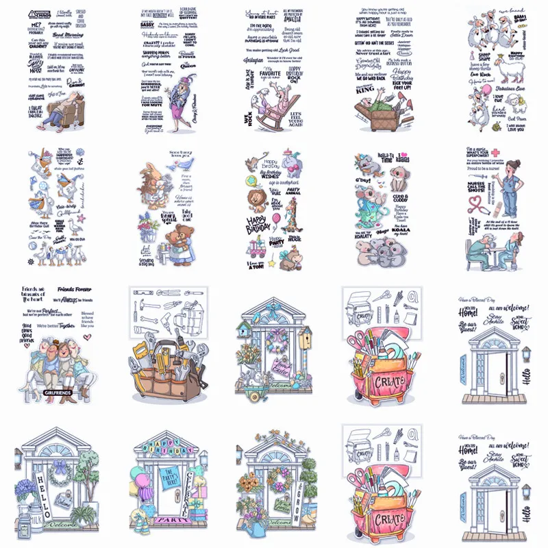 Овечья коала Чайка друзья прозрачные штампы рок на скрещенных смешных линиях резиновые штампы DIY Скрапбукинг ремесла принадлежности для украшения