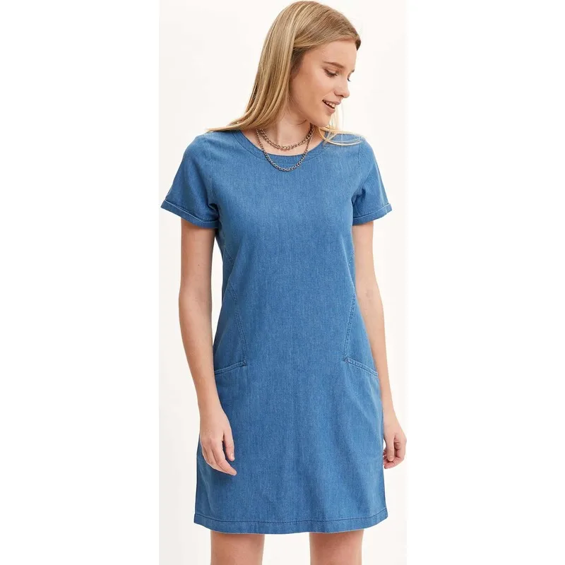 

Short Sleeve Jean Dress L2318Az20Sm Women Summer Dress Casual Long Prom Midi Maxi