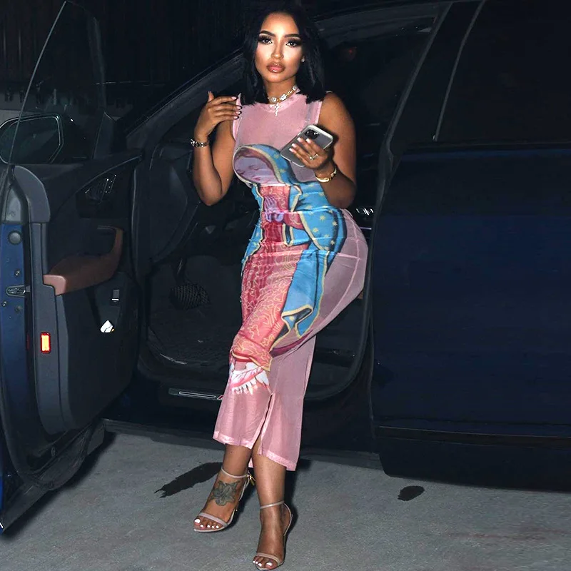 

Streetwear 2023 Autumn Sexy Women Package Hip Drawing Digital Print Dress Formal Elegant Clothes Evening Party Dresses Robe Y2k