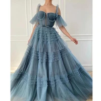charming luxury graduation dress tulle pleated sweetheart sleeveless zip prom dress 2022 light blue party new formal party