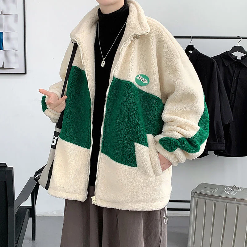 

Hybskr Winter Thicken Contrast Color Men Parkas New Design Stand Collar Male Jacket Coats Fleece Streetwear Padded Warm Jackets