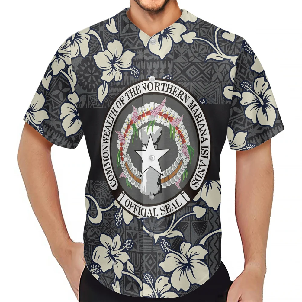 

Мужская дышащая рубашка с принтом, короткий рукав, на пуговицах, полинезийские племенные Маршалловы Острова, летняя футболка