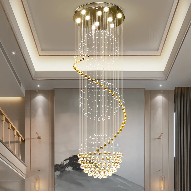 

Двойная хрустальная люстра для гостиной, роскошный светильник в стиле лофт для вестибюля отеля, Звездный подвесной светильник