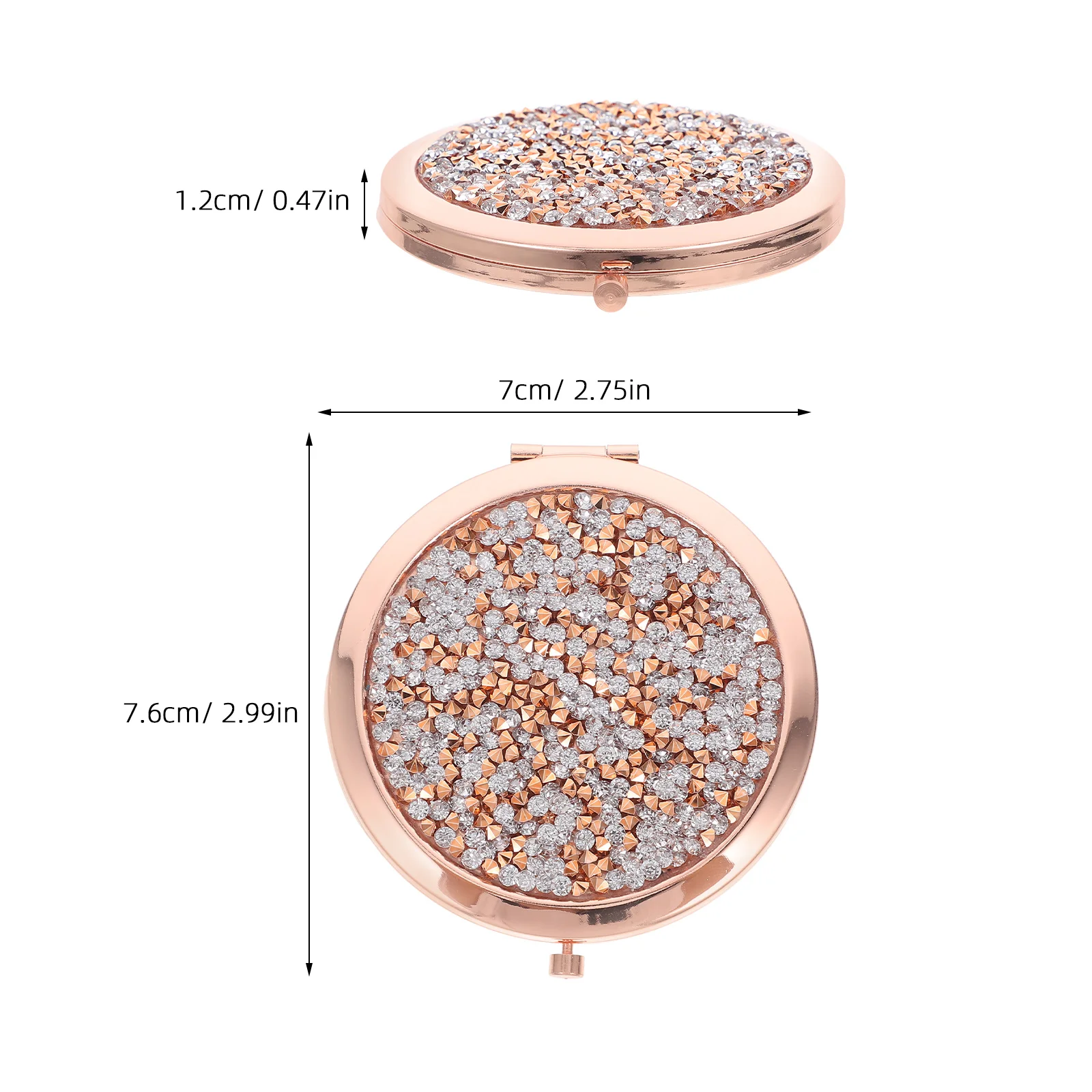 Металлическое косметическое зеркало маленькое складное со шнурком компактное
