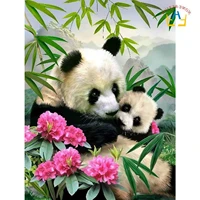 5d diamond painting the flowers and the pandas full drill by number kits diy diamond set arts craft decorations