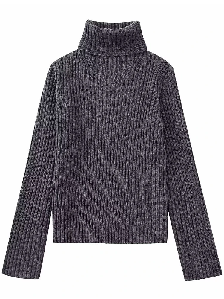 

Ailegogo New Autumn Winter Women Turtleneck Loose Knitted Sweater Casual Female Thick Warm Long Sleeve Grey Pullovers Tops