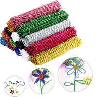 100pcs glitter chenille stems pipe cleaners plush tinsel stems wired sticks kids educational diy craft supplies toys craft