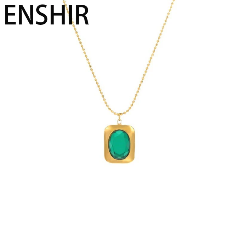 Женское Винтажное Ожерелье Enshir L316 С Квадратным Овальным Кулоном Из Нержавеющей