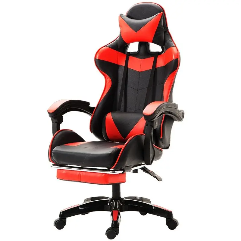 

Wcg Gaming Chair PVC Household Armchair Ergonomic Computer Chair Office Chairs Lift and Swivel Function Adjustable Footrest