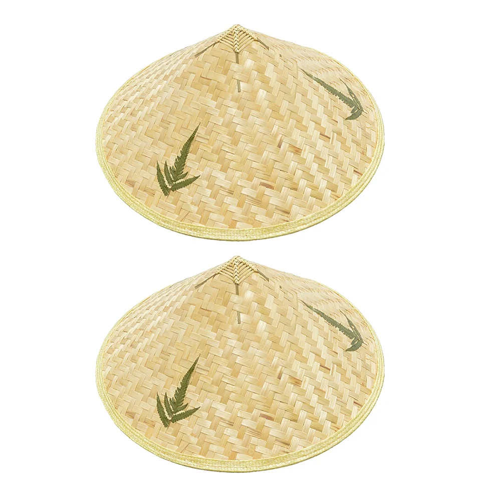 

2 Pcs Xiangxi Style Cap Japanese Woven Kids Hats Summer Sun Hat Hat La Hats Farmer Hat Vietnamese Farmer Headwear Summer Dress
