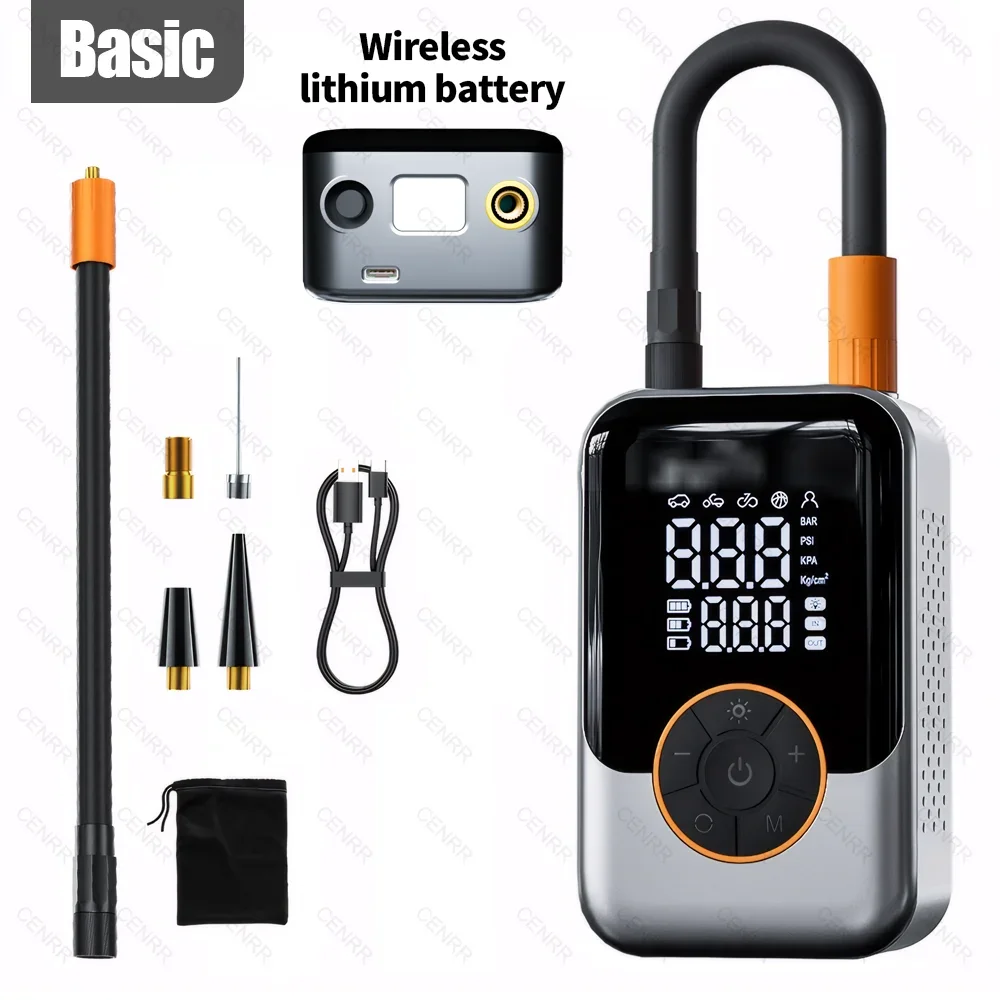 

Портативный воздушный компрессор, автомобильный беспроводной воздушный насос, электрический воздушный инжектор, ЖК-дисплей, накачка шин для автомобиля, велосипеда, мотоцикла, шарик для шин