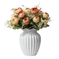 simple ceramic stripes wave mouth ceramic vase flower set decoration creative home desktop decoration ceramic vase