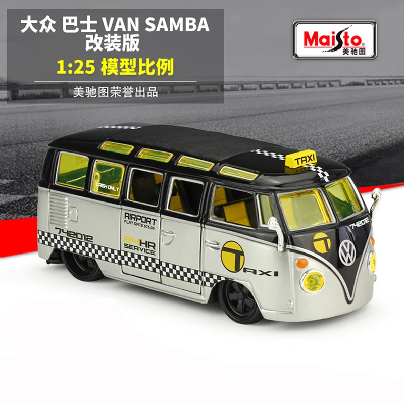 

Модель автомобиля Maisto 1:25 фургон Самба из сплава, модель автомобиля, украшение, игрушечные инструменты, подарок, коллекция, бесплатная доста...