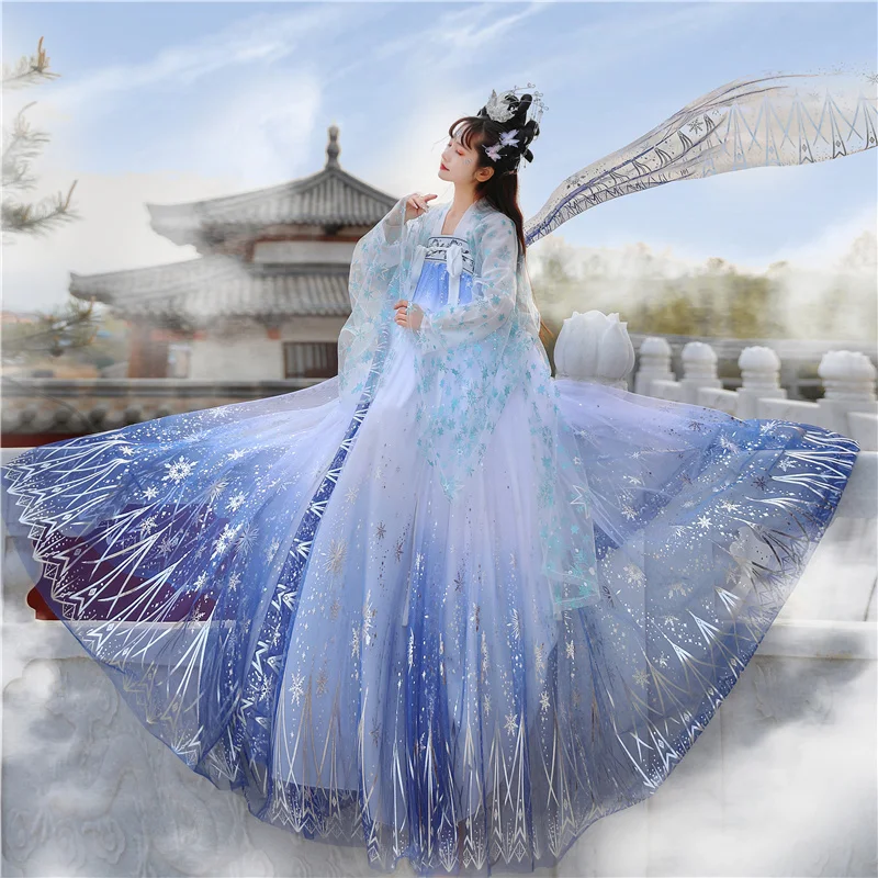 

Hanfu платье для женщин, полностью Плиссированное блестящее платье, традиционное китайское платье для выпускного вечера, подарок на день рождения, Восточная сказочная юбка принцессы Y2k