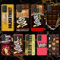 willy wonka bar with golden ticket sweet chocolate phone case for samsung galaxy s10 s20 s21 note10 20plus ultra shell