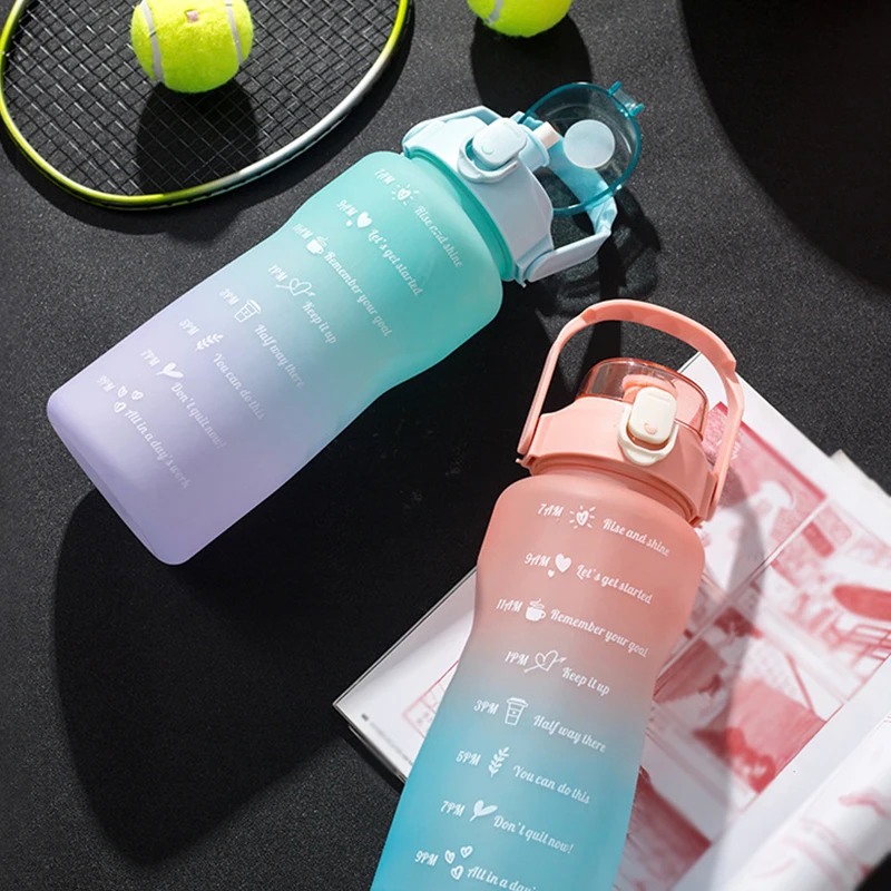

2L 2000mL Water Bottle with Time Marker 2 Liters Large Water Bottles for Children Adult Sport Travel Cycling Drinking Bottle