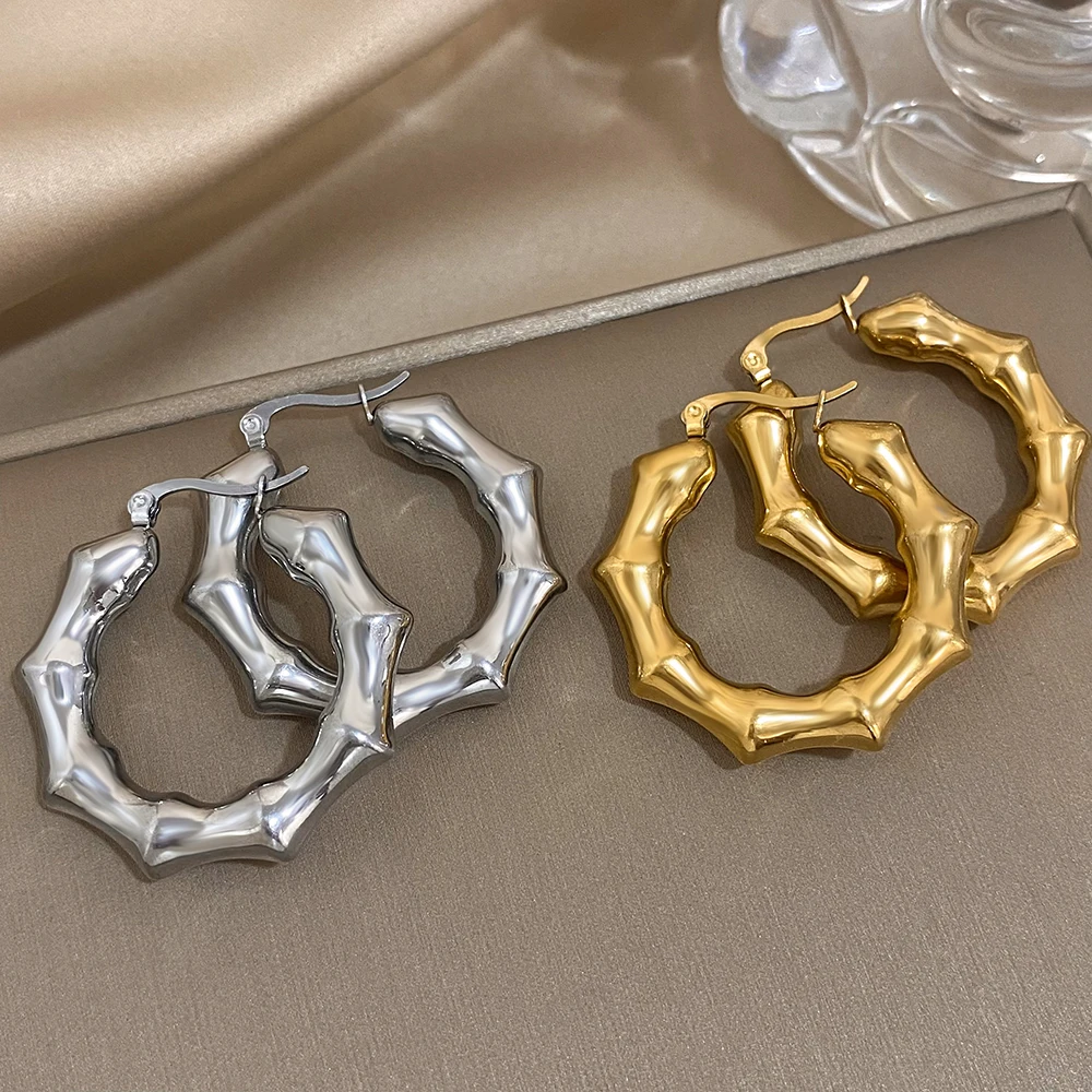 Модные полые Бамбуковые серьги-кольца классические минималистичные Роскошные