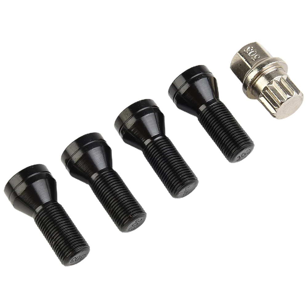 

4pcs M14*1.25/M12*1.5 Black Alloy Car Wheel Locking Bolts Lug Nuts Anti-theft+key Stainless Steel For BMW X1 I3 R50 36136776076