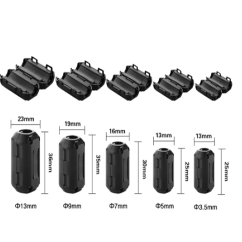2pcs Ferrite CoreCord Ring Choke Bead RFI EMI Noise Suppressor Filter for Power Cord USB Antenna HDMI Audio Cable 3.5/5/7/9/13mm