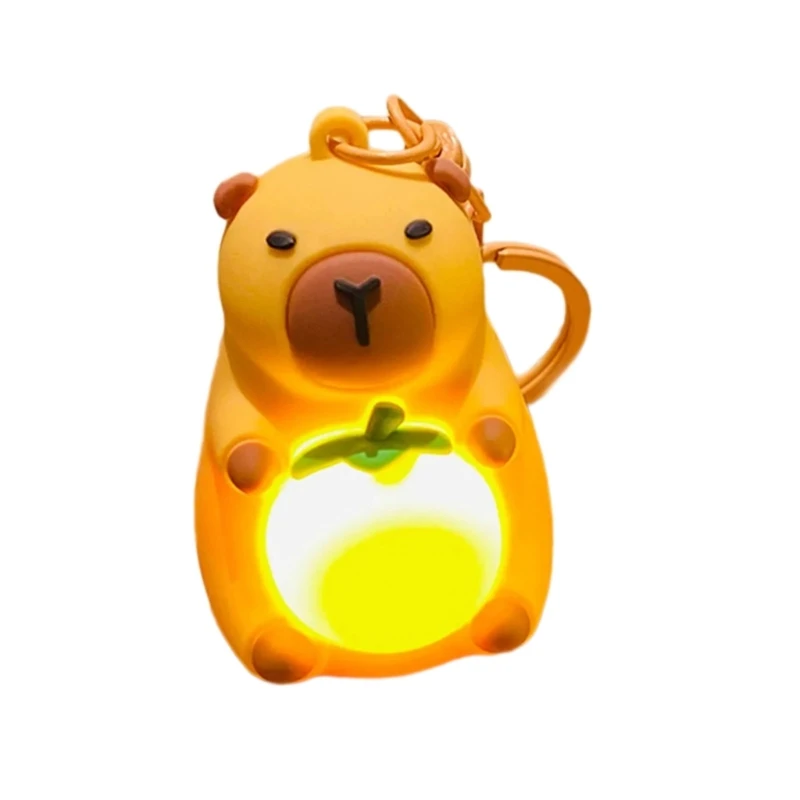 Прекрасный орнамент-брелок в виде капибары с мягким оранжевым светящимся светом