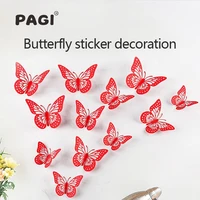 12pcsset hollow 3d butterfly wall fridge sticker party diy wedding decor butterflies stickers on the wall for home decoration