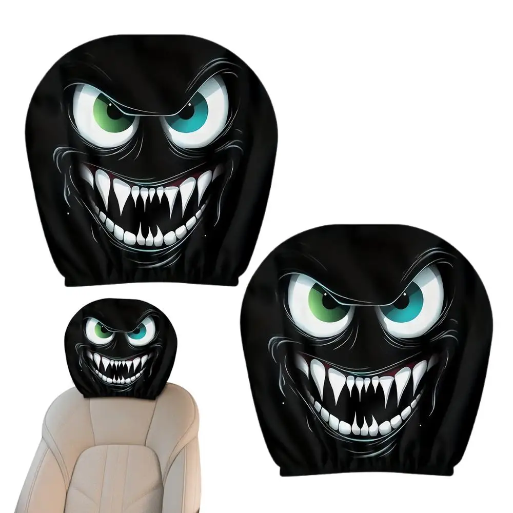 

Чехол на подголовник автомобиля, 2 шт., эластичный чехол для подголовника автомобильного сиденья с большими глазами, эластичные чехлы для подголовника, украшение на Хэллоуин