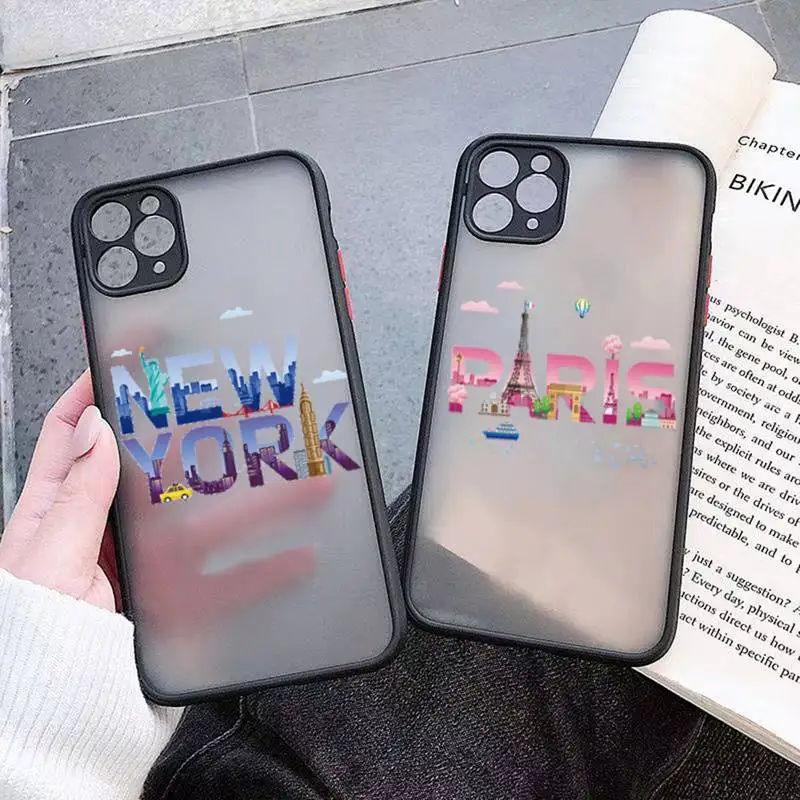 

World City Travel Label design Phone Case matte transparent For iphone 11 12 13 7 8 plus mini x xs xr pro max cover