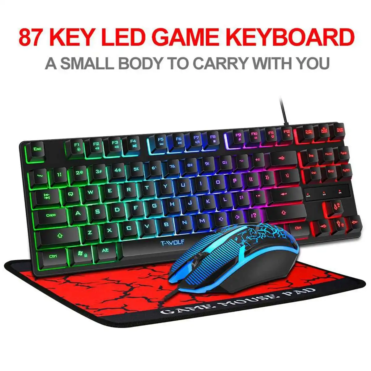 

Tf260 набор из трех предметов для игровой USB-мыши, клавиатуры, мыши и коврика, три в одном комплекте, светильник ка