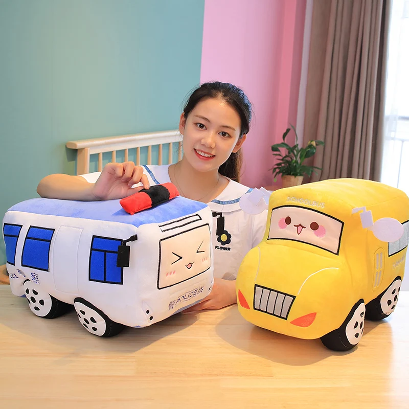 

Creative 2 Sizes Car Model Stuffed Plush Toys Children Kids Boys Gift Kawaii Bus Car Shaped Cushion Pillow Birthday Gifts