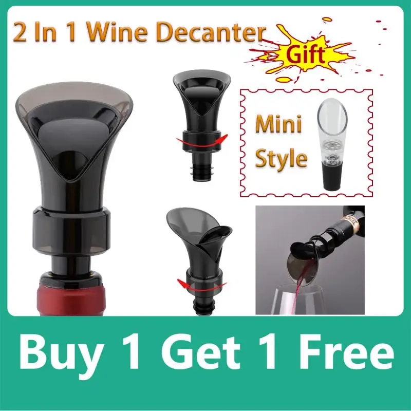 

2 In 1 Wine Decanter Red Wine Aerating Pourer Spout Decanter Wine Aerator Quick Aerating Pouring Tools Portable Wine Stopper