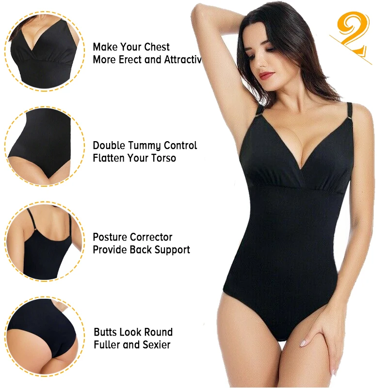 Женское боди с глубоким v-образным вырезом плавное Корректирующее белье эффектом
