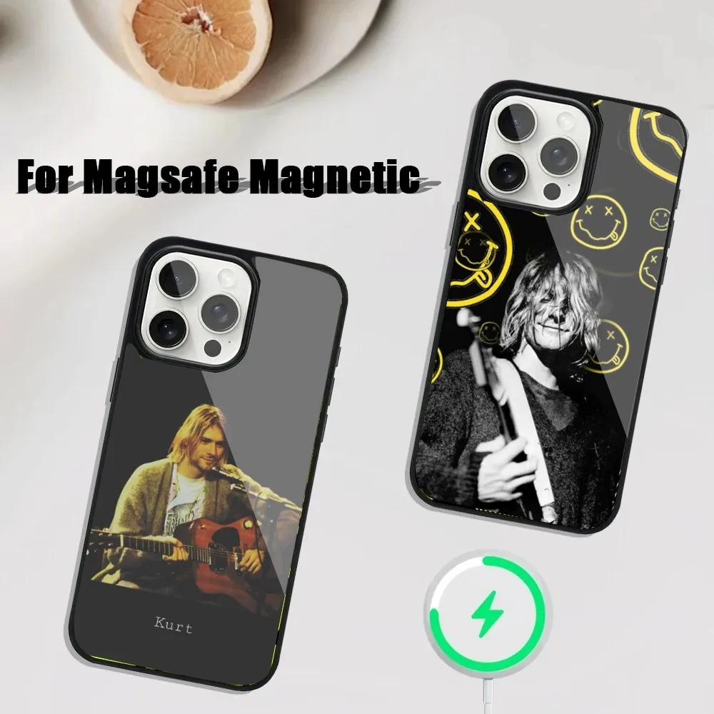 Band K-Kurt C-Cobain Phone Case For iPhone 16 15 14 13 12 11 Plus Pro Max Mini Magsafe Magnetic Wireless Charging