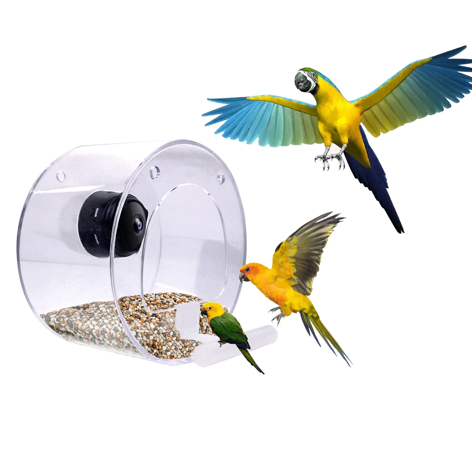

Bird Feeder With Camera Clear Bird Feeder With Cameras Compatible With Mobile Phones With HD 1080P Night-Version Video Cameras