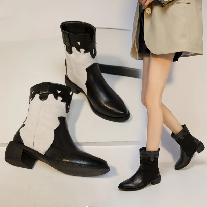 

Женские винтажные мотоциклетные ботинки, теплые кожаные ботинки на толстом высоком каблуке, большой размер, 2022