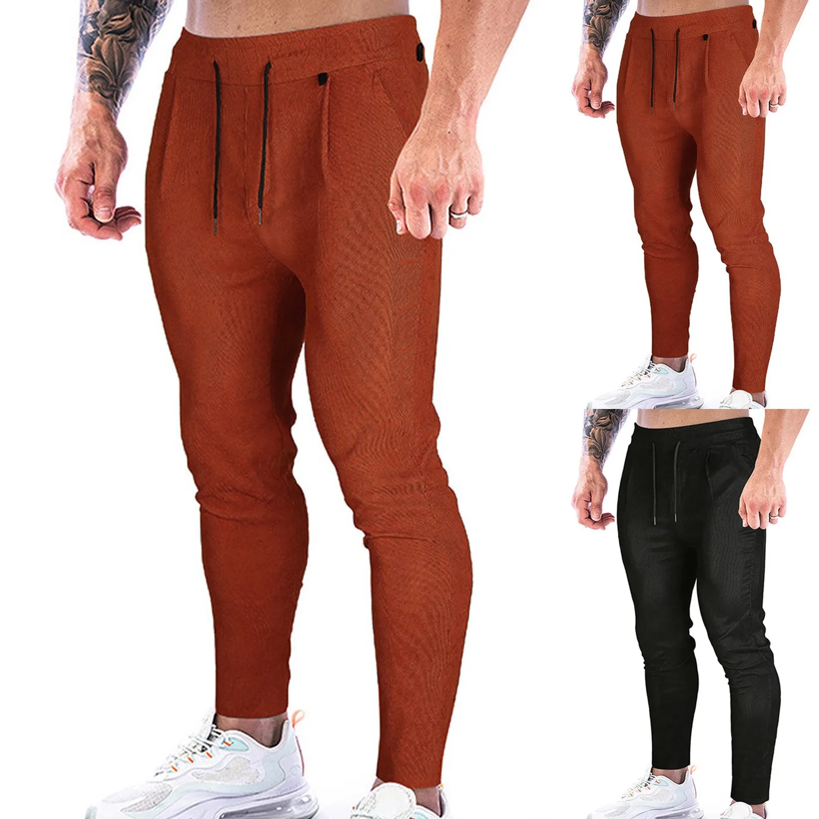 

Mens Fashion Pantalones Hombres Fit Athletic Mid-Waist Casual Mens Pants With Pockets Yoga Joggers Sweatpants Slim Men'S Pants