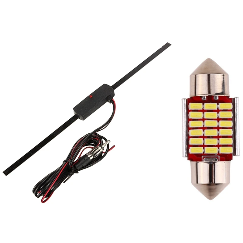 

1X Автомобильная Электронная антенна на лобовое стекло и 2 шт C5W C10W 31 мм 3014 18SMD гирлянда светодиодная Canbus лампа номерной знак светильник 12 В