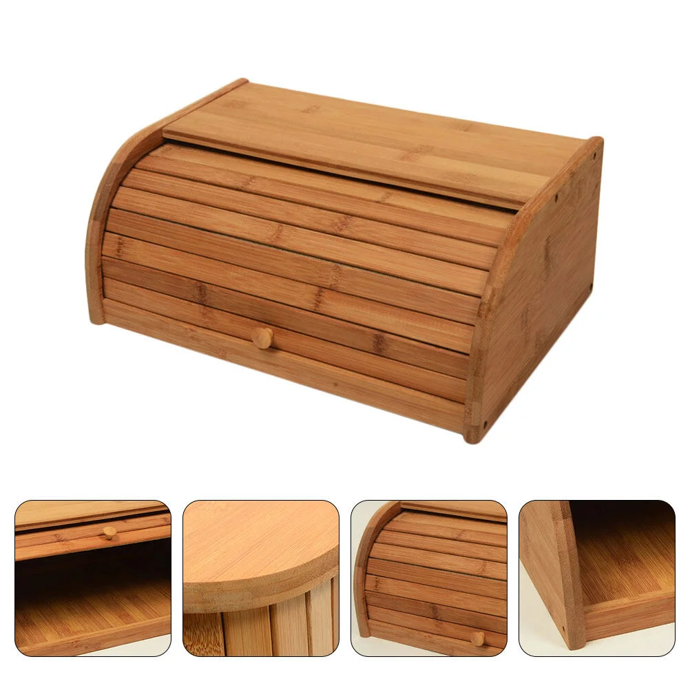 

Protective Box Kitchen Bread Bins Food Container Organizer Case Storage Wooden Drawer