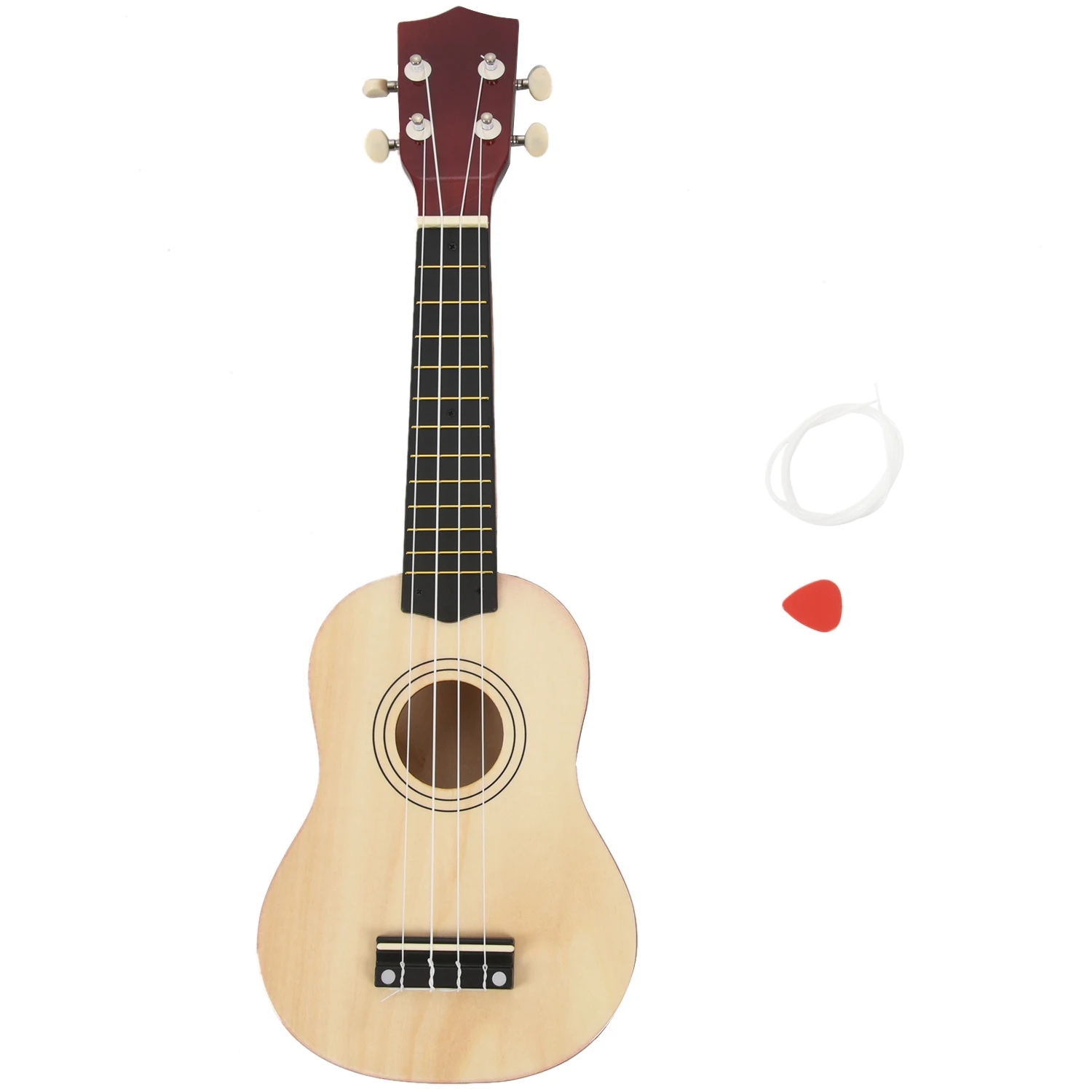 

21 inch Soprano Ukulele 4 Strings Hawaiian Guitar Uke + String + Pick For Beginners kid Gift(Natural)