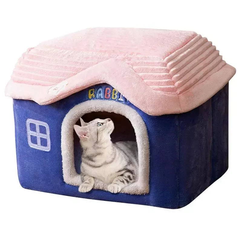 

Cat House Winter Warm Cat Tent Castle Cat Beds Soft & Warm Winter Cat Nest For Privacy & Comfort Foldable Cat Supplies F