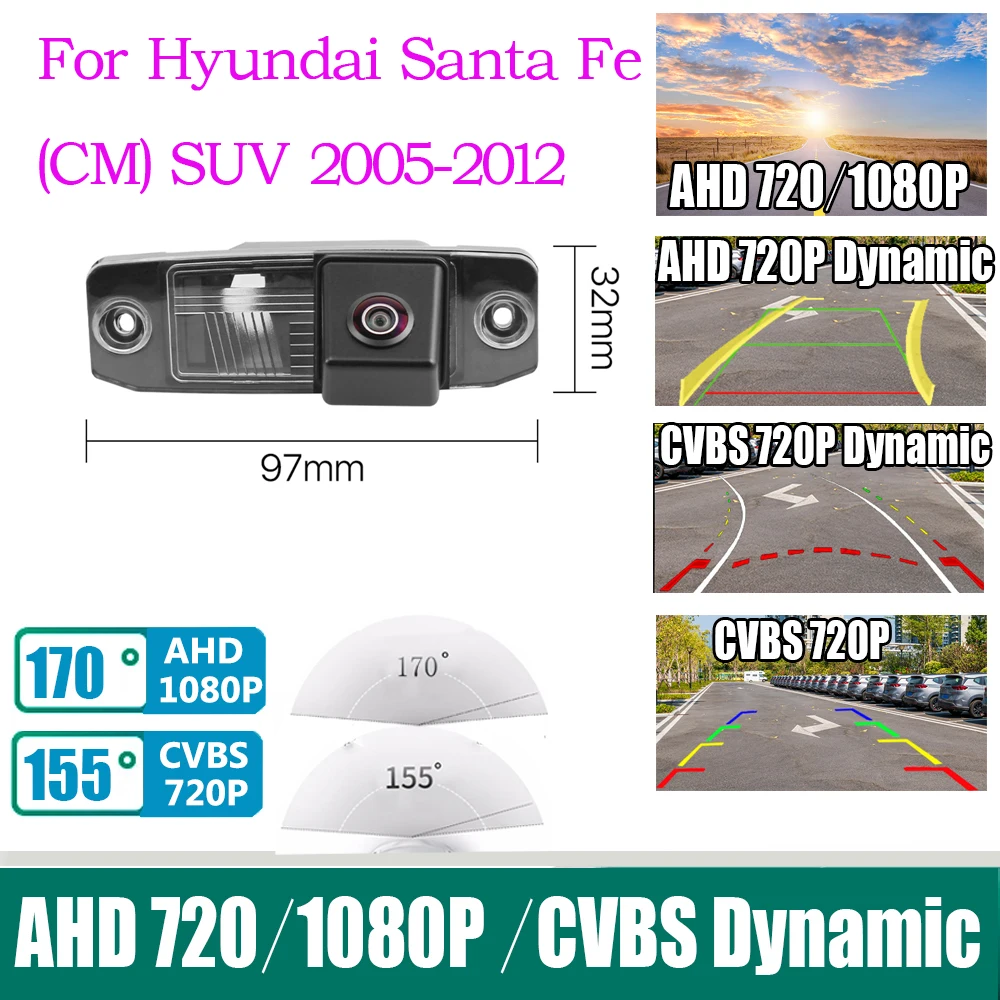 

BYNCG HD 1280*720 рыбий глаз камера заднего вида для Hyundai Santa Fe (CM) SUV 2005-2012 автомобильные аксессуары для парковки заднего хода